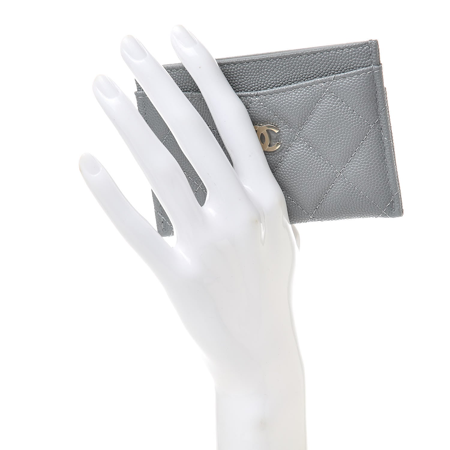 Chanel Caviar Quilted Card Holder Grey 2 of 9