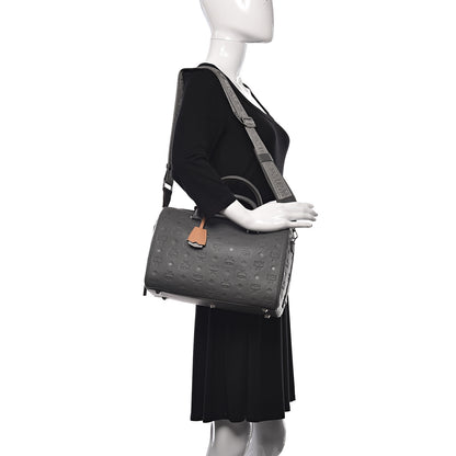 MCM Calfskin Ottomar Monogram Essential Boston Bag Grey 2 of 12