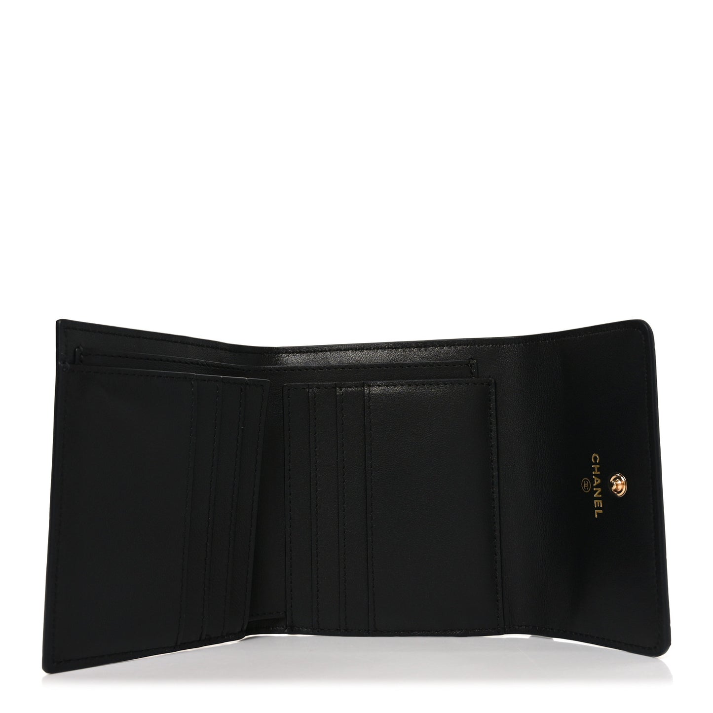 Calfskin Crocodile Embossed Crococo Flap Wallet Black