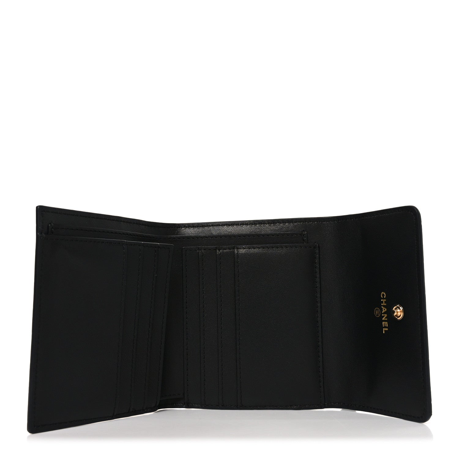 Chanel Calfskin Crocodile Embossed Crococo Flap Wallet Black 5 of 9