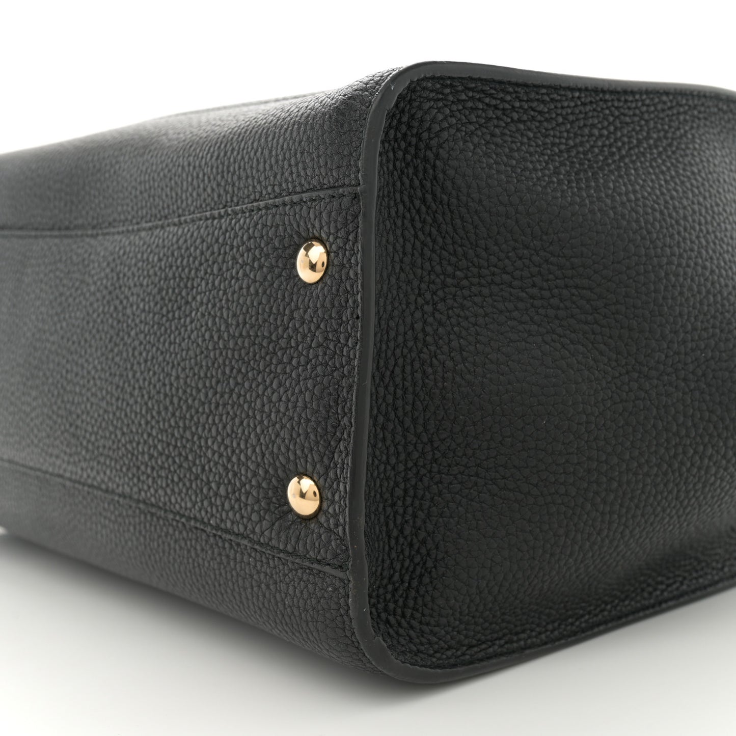 Hammered Calfskin Double Handle Medium Amy Tote Black