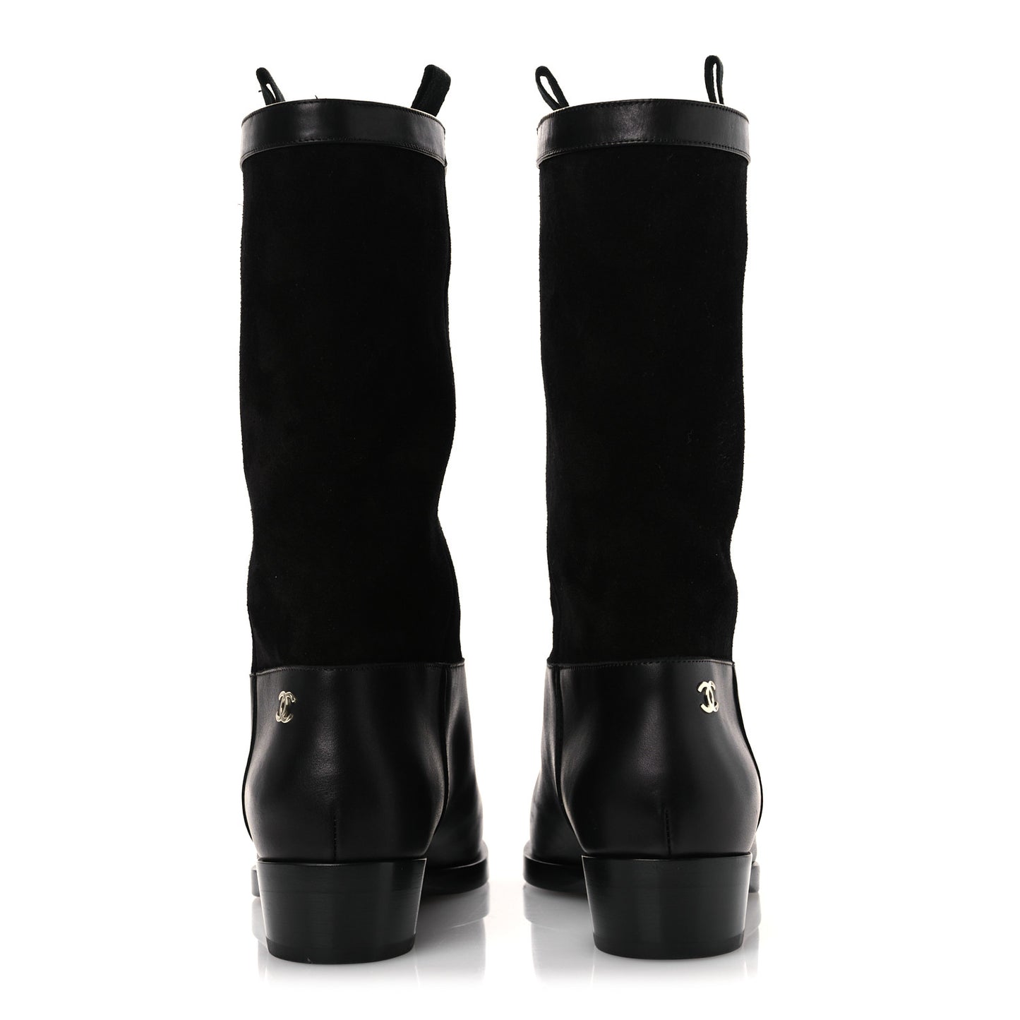 Suede Calfskin CC Short Boots 37 Black