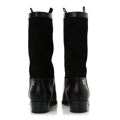 Chanel Suede Calfskin CC Short Boots 37 Black 6 of 11