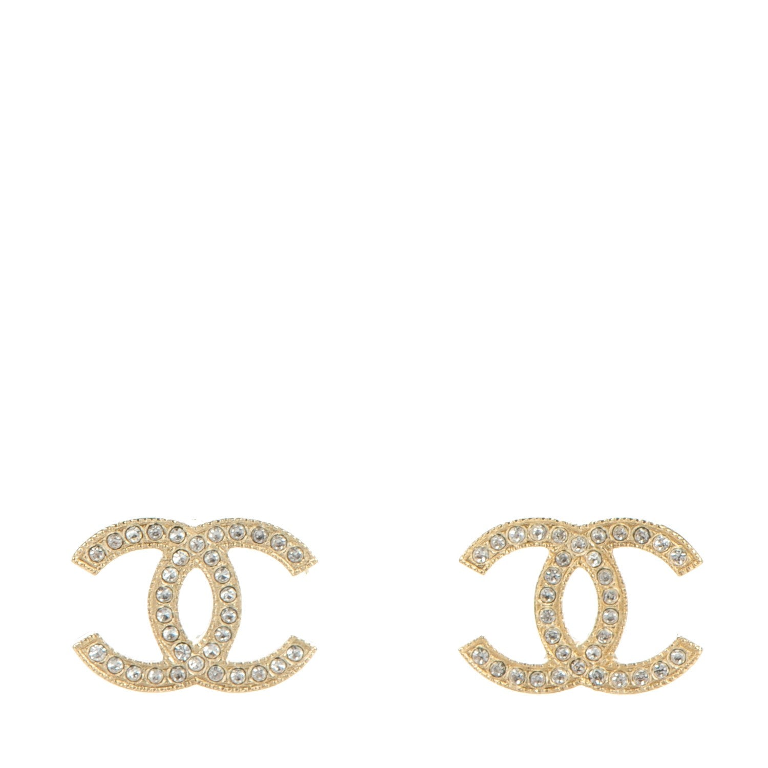 Chanel Crystal CC Earrings Light Gold 1 of 5