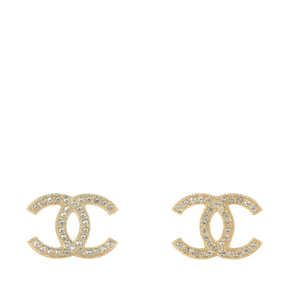 Chanel Crystal CC Earrings Light Gold 1 of 5