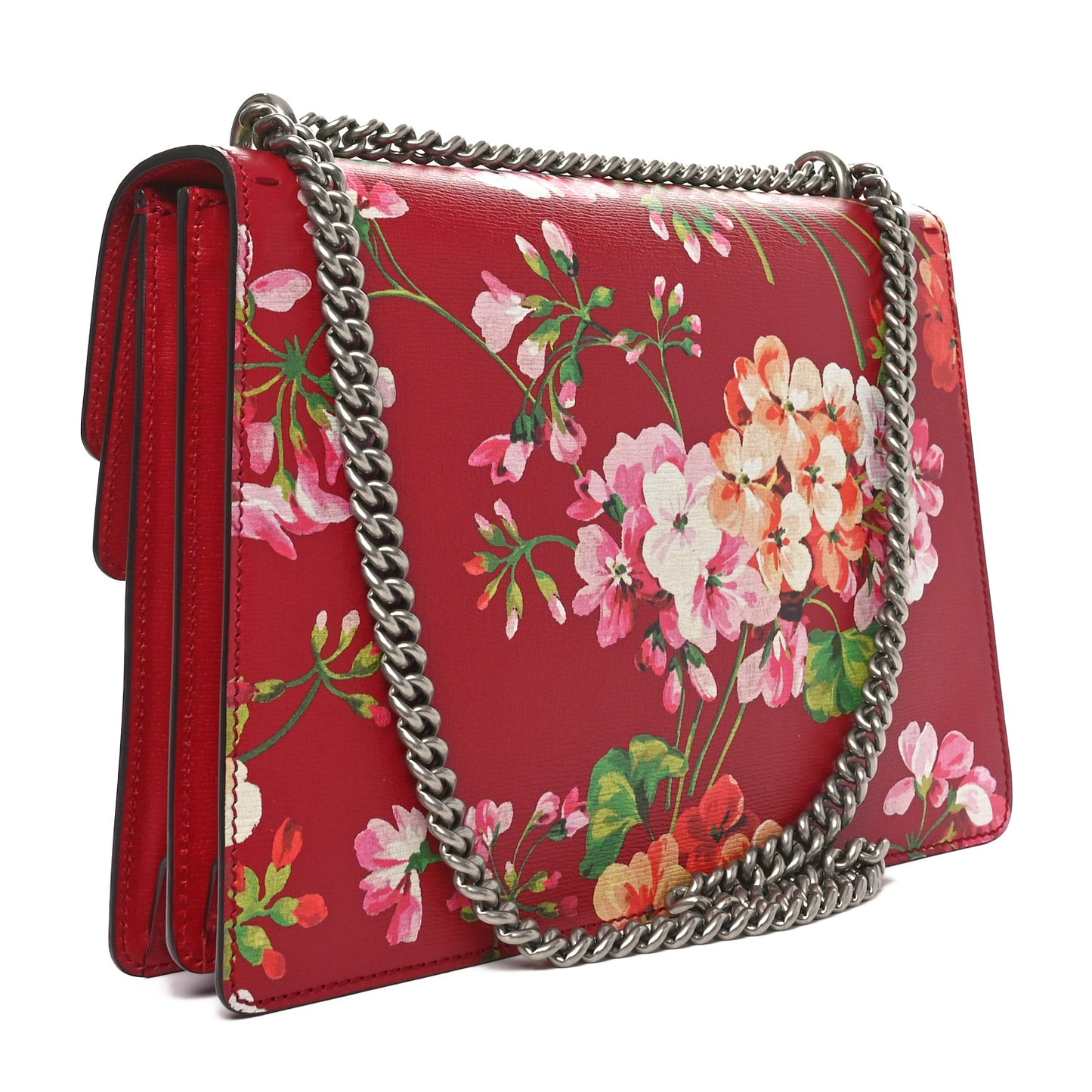 Calfskin Blooms Print Medium Dionysus Shoulder Bag Romantic Cherry Multicolor