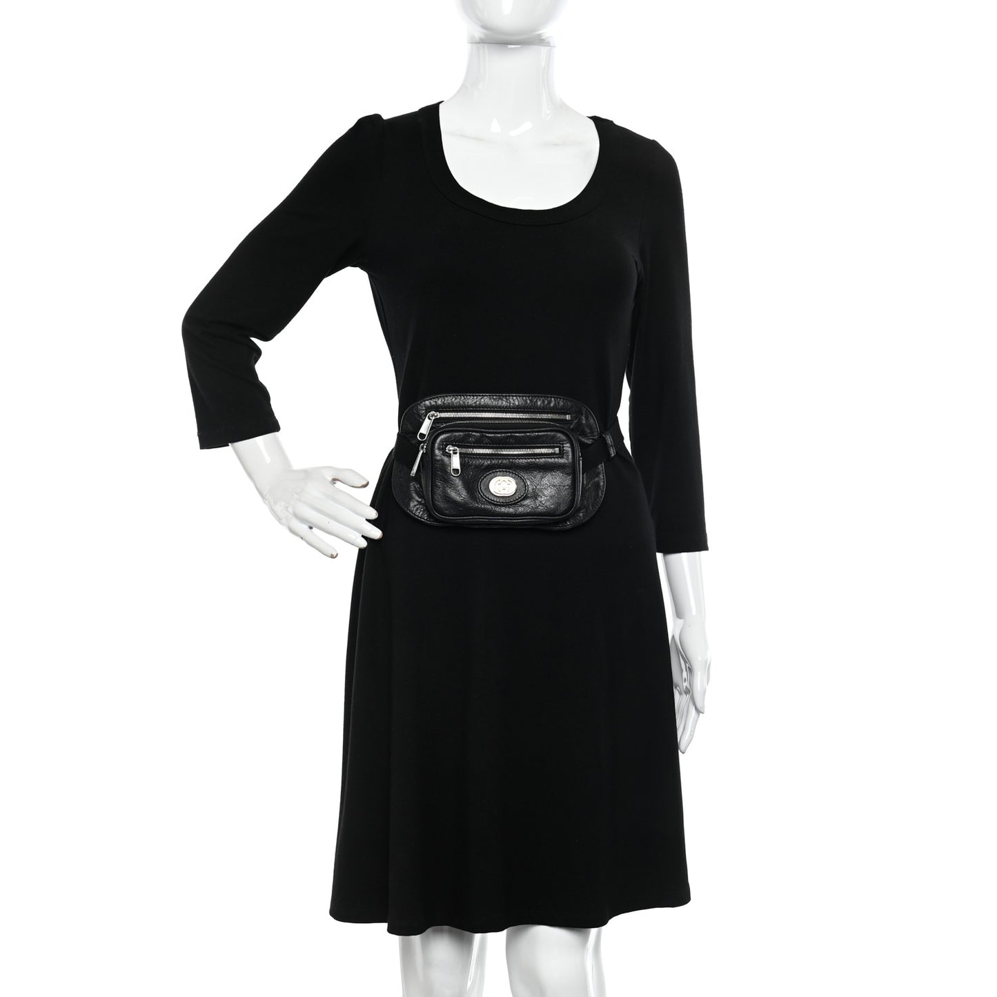 Fluffy Calfskin Morpheus Double Zip Belt Bag Black