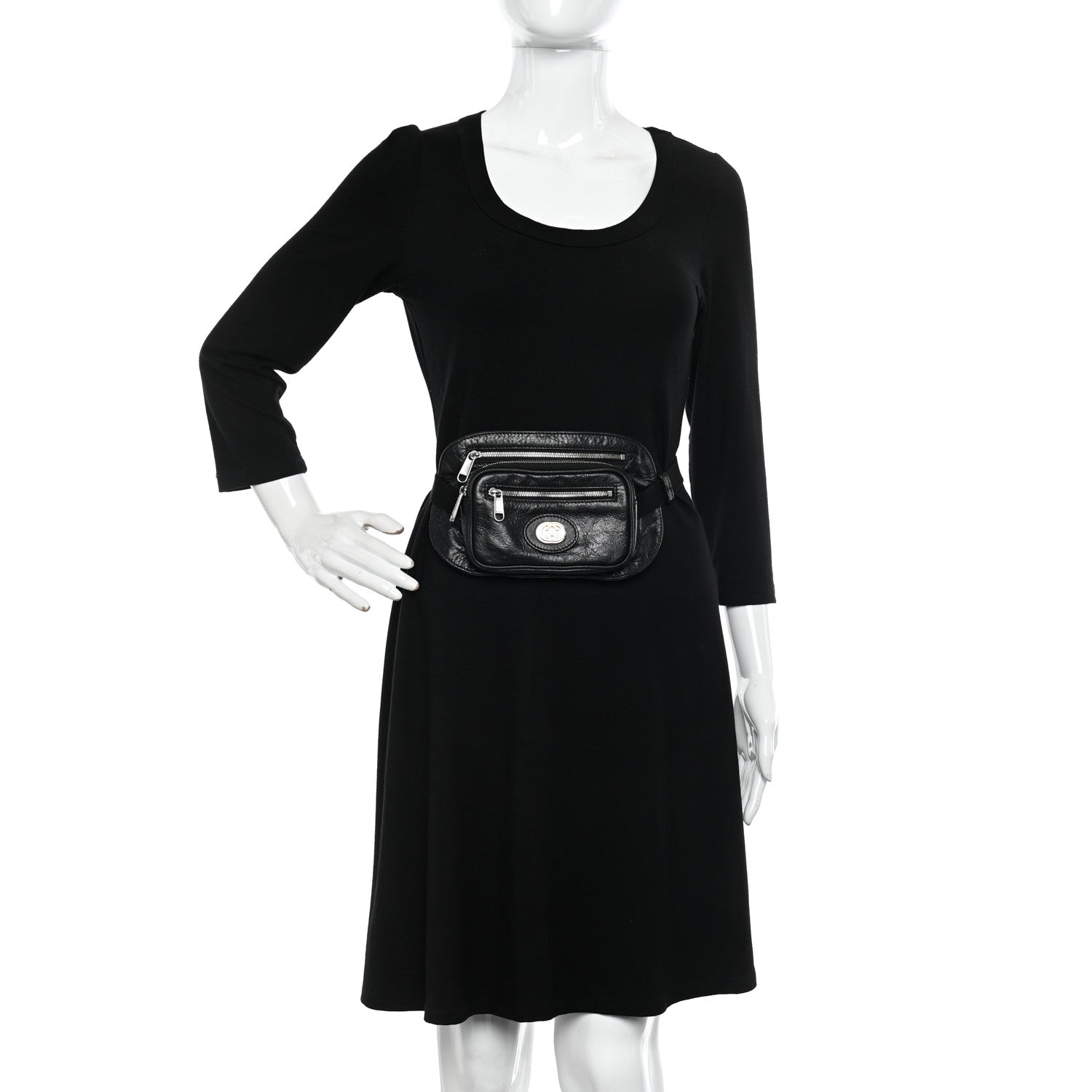 Gucci Fluffy Calfskin Morpheus Double Zip Belt Bag Black 2 of 12