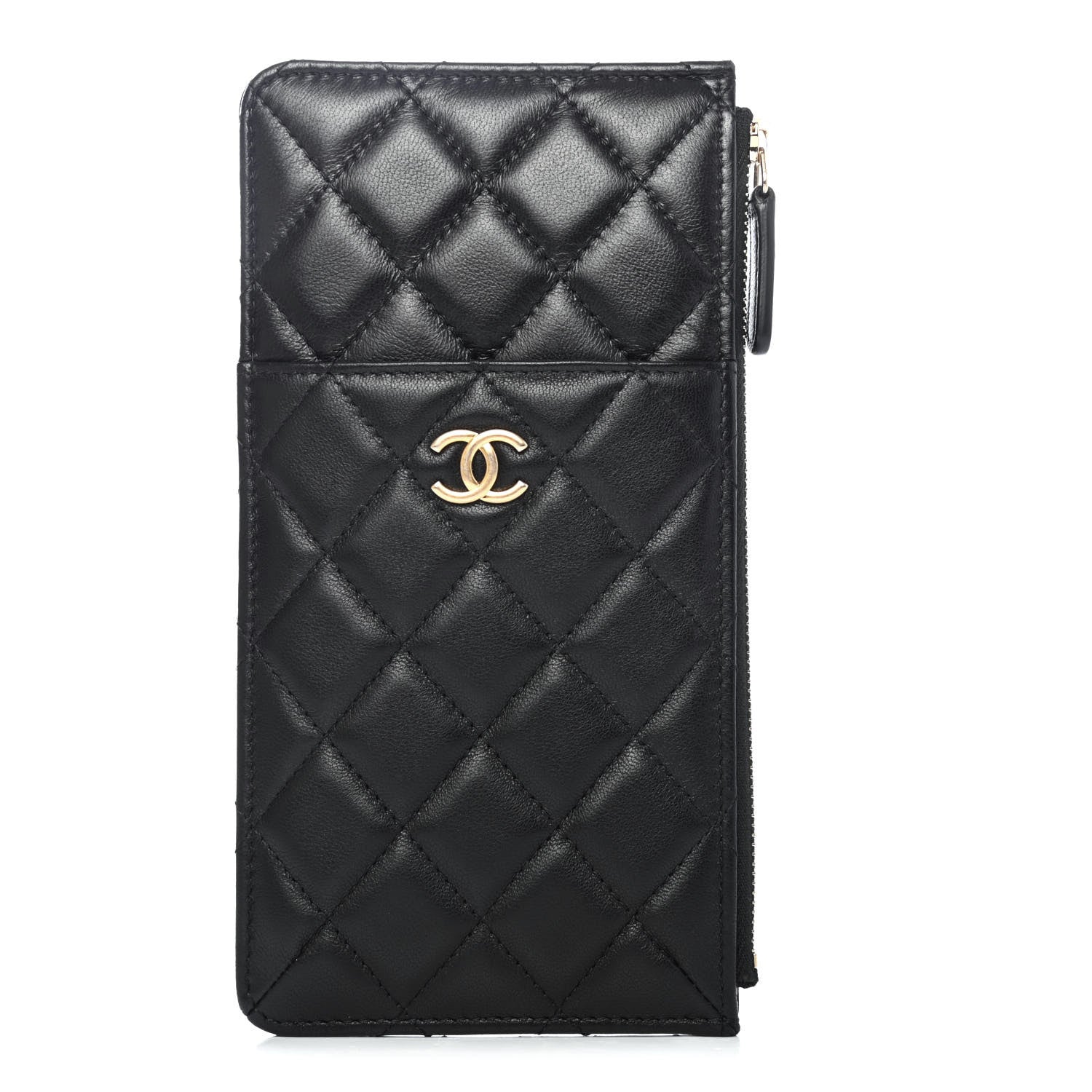 Chanel Lambskin Quilted Egyptian Amulet Classic Flat Wallet Pouch Black 1 of 4