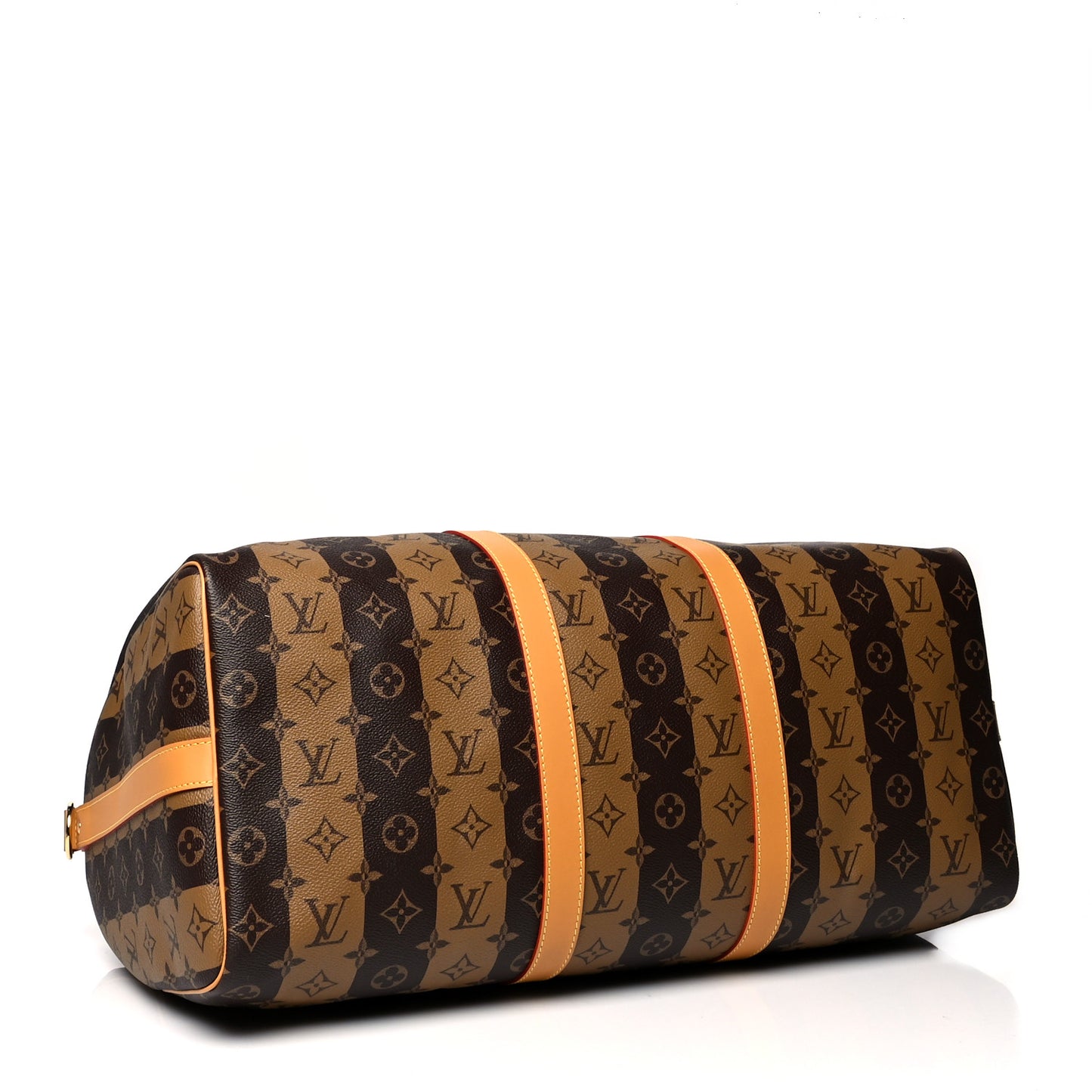 X NIGO Reverse Monogram Stripe Keepall Bandouliere 50 Brown
