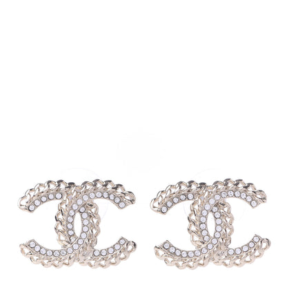 Chanel Crystal Chain CC Earrings Gold 1 of 5