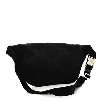 Gucci Monogram Jumbo GG Textured Dollar Calfskin Web Belt Bag Black 2 of 9