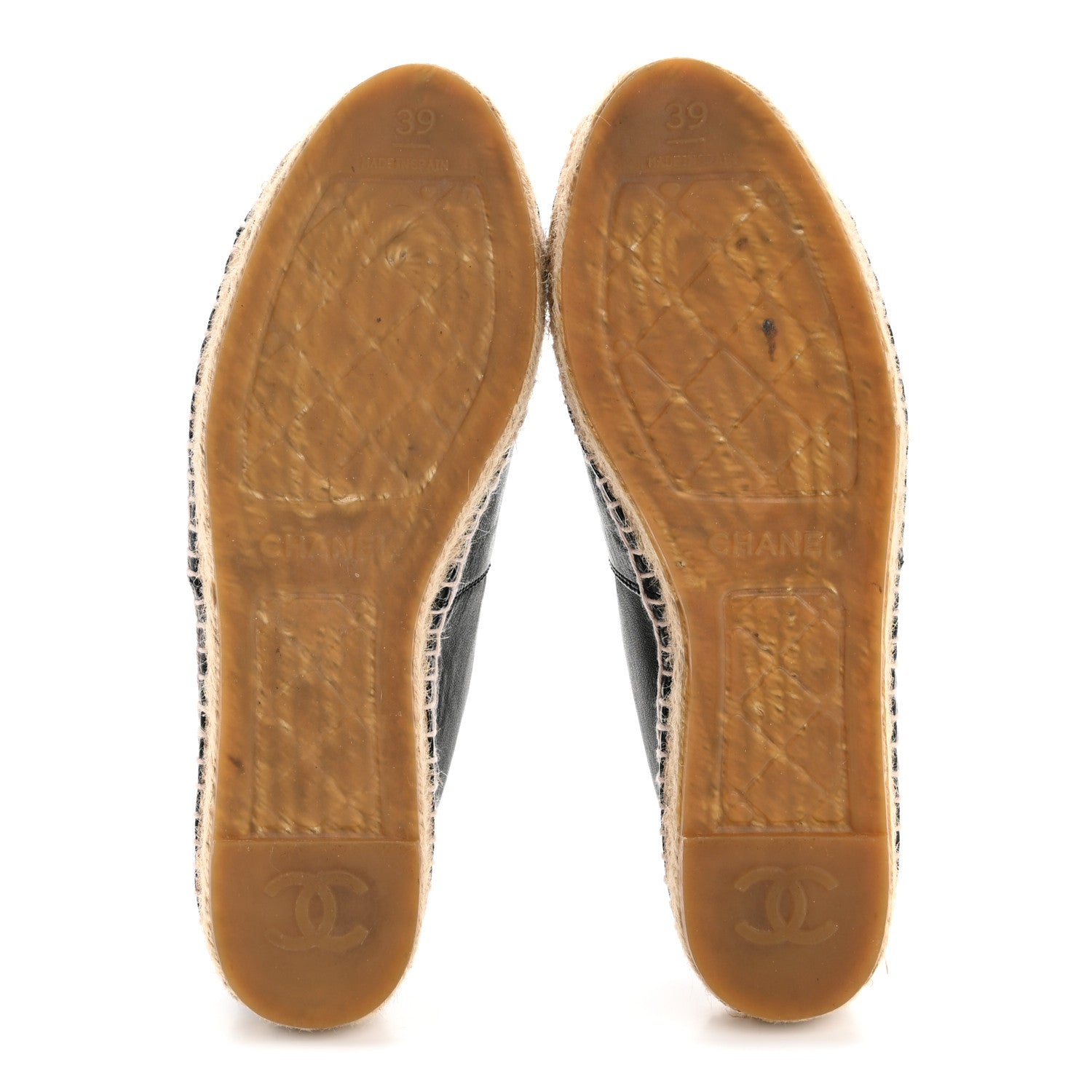 Chanel Lambskin Camellia CC Stud Espadrilles 39 Black 6 of 11