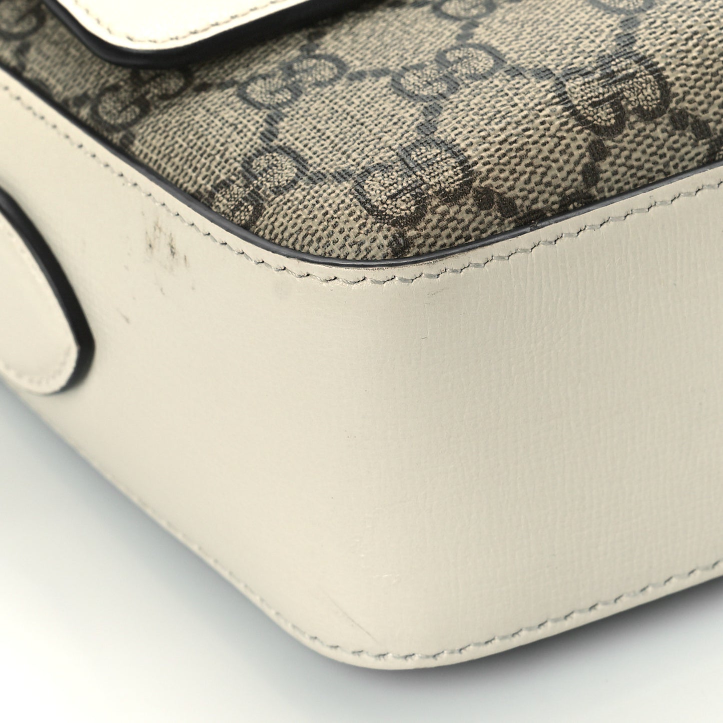GG Supreme Monogram Small Horsebit 1955 Shoulder Bag Beige Mystic White