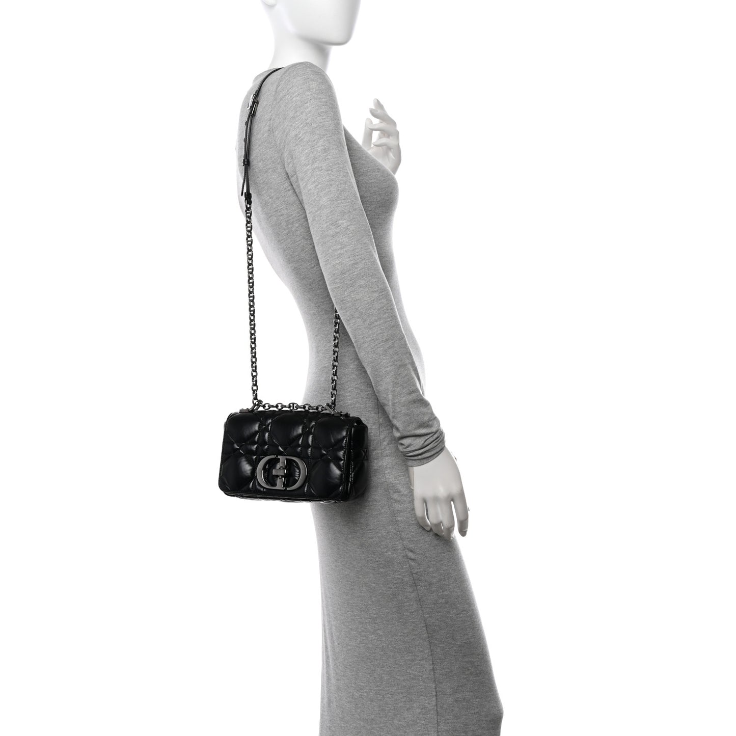 Calfskin Macrocannage Small Caro Bag Black