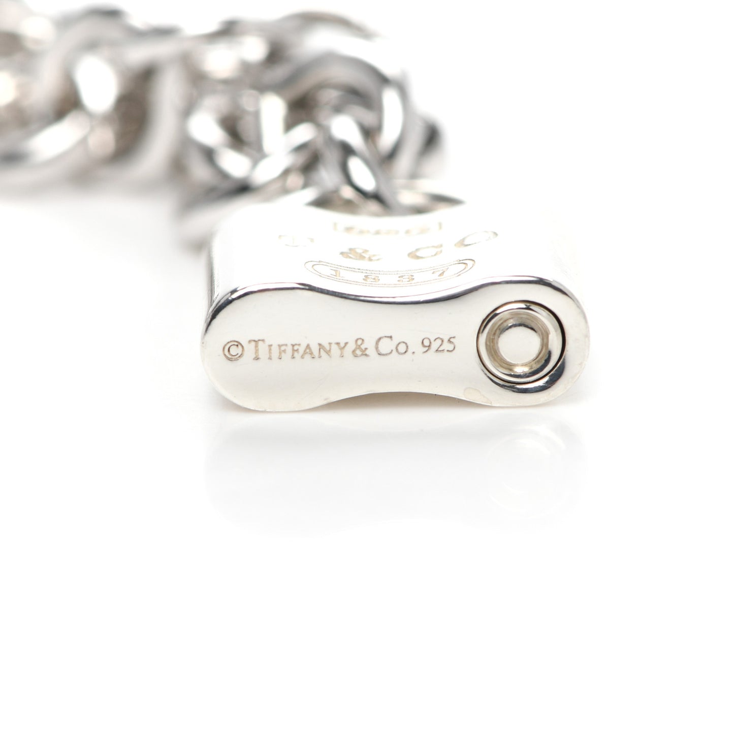 Sterling Silver 1837 Lock Charm Oval Link Bracelet
