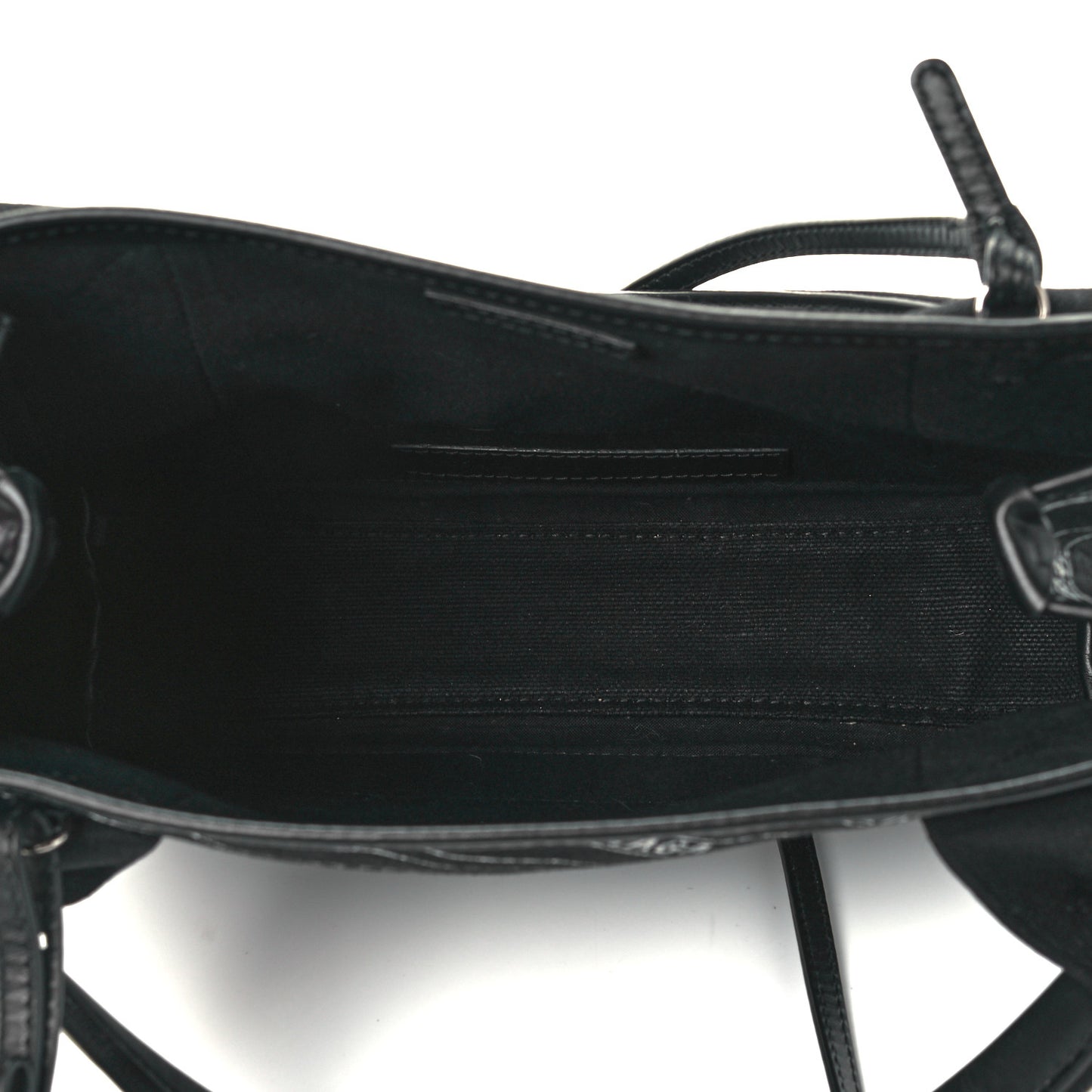 Cotton Canvas Calfskin Logo Print Navy Cabas XS Black White