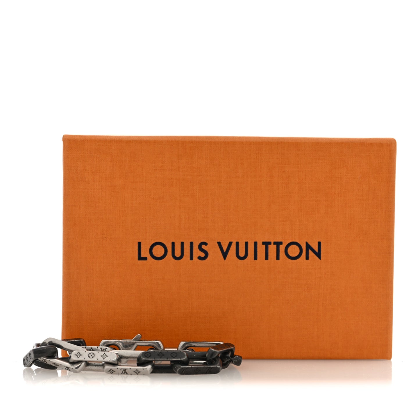 Metal Monogram Chain Bracelet Silver Black