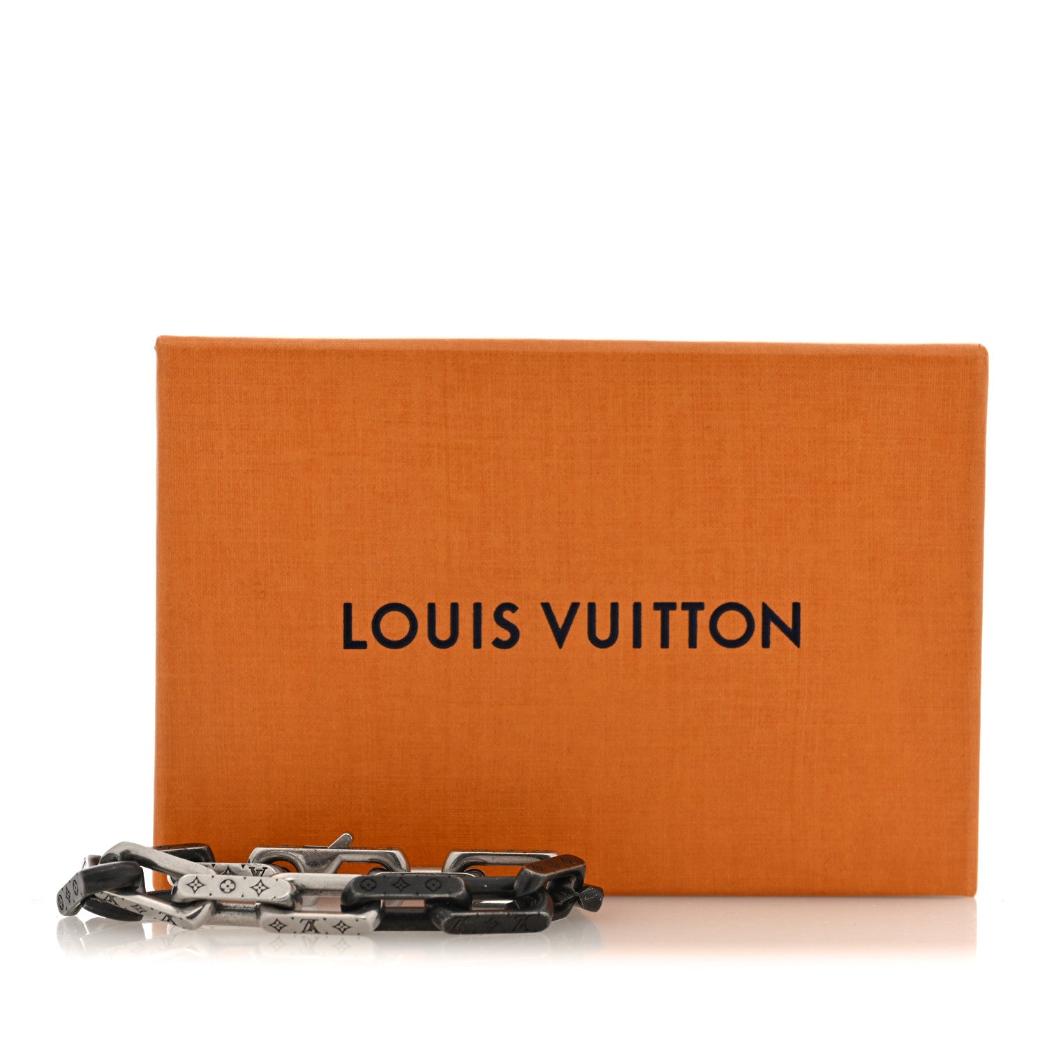 Louis Vuitton Metal Monogram Chain Bracelet Silver Black 6 of 6