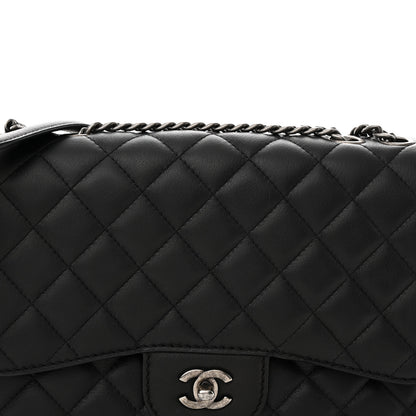 Chanel Lambskin Quilted Large Natural CC Flap Black 9 of 12