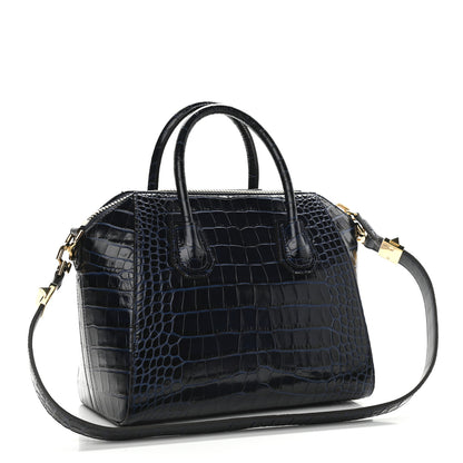 Givenchy Calfskin Crocodile Embossed Small Antigona Navy 3 of 11