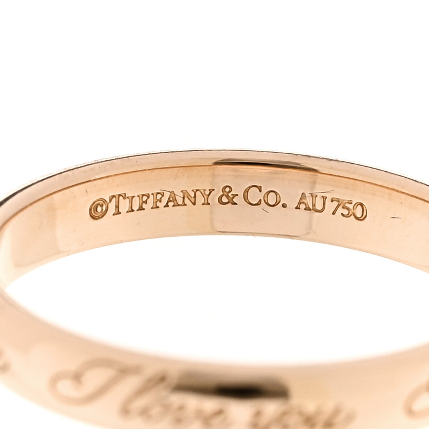 Tiffany 18K Rose Gold Notes I Love You Ring 52 6 4 of 5