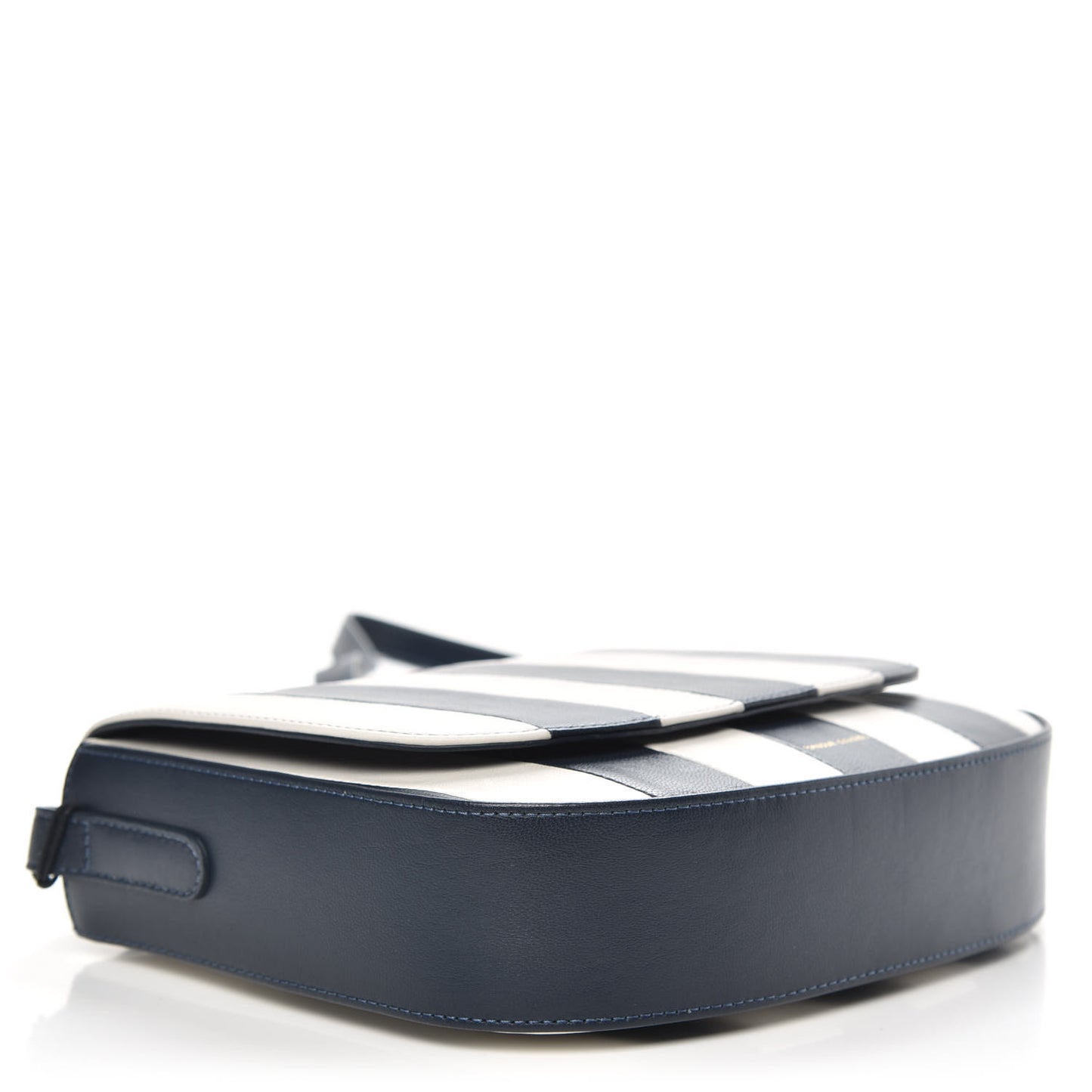 Lambskin Stripe Flap Crossbody Bag Navy White