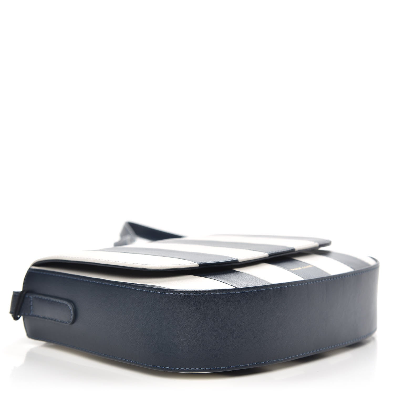 Mansur Gavriel Lambskin Stripe Flap Crossbody Bag Navy White 4 of 10