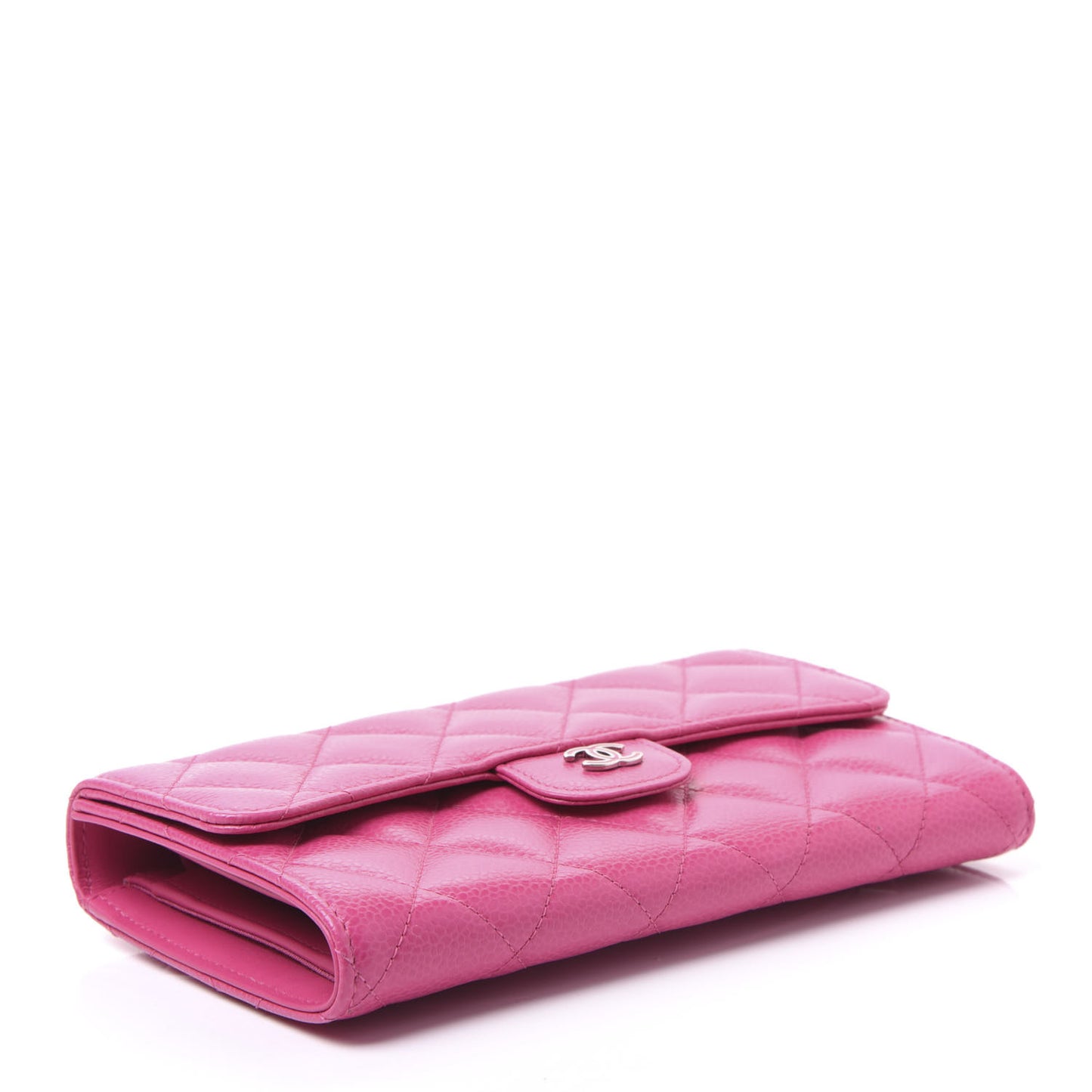 Caviar Quilted Large Flap Wallet Pink