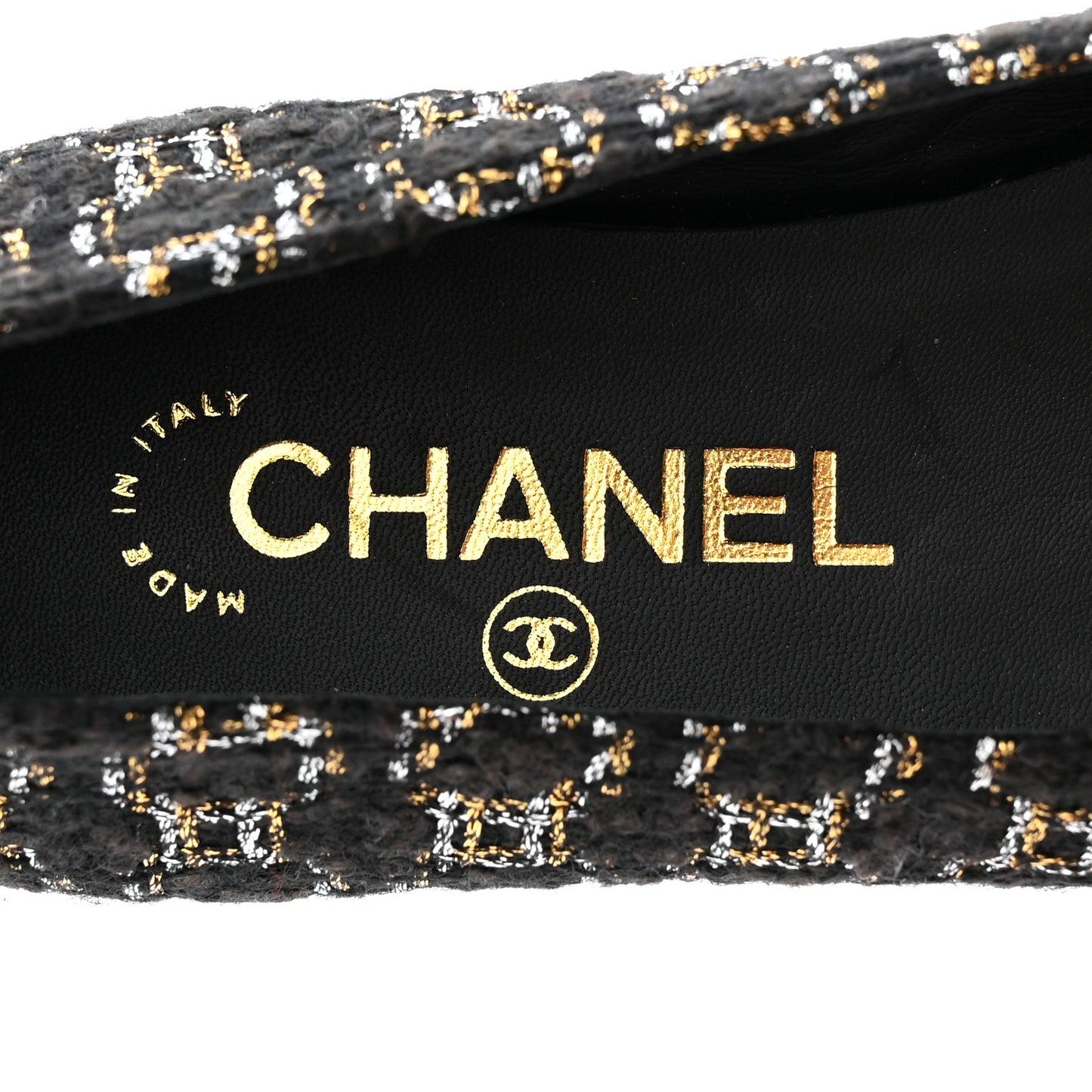 Tweed Cap Toe Ballerina Flats 37 Black