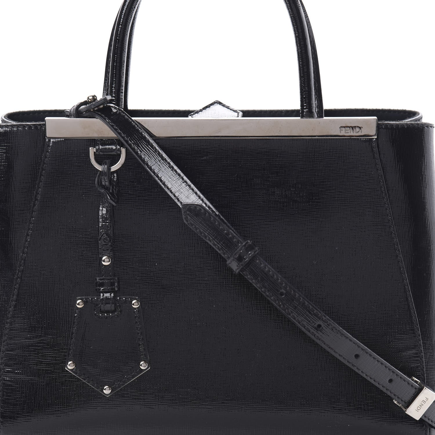 Fendi Patent Vitello Elite Petite 2Jours Tote Black 8 of 10