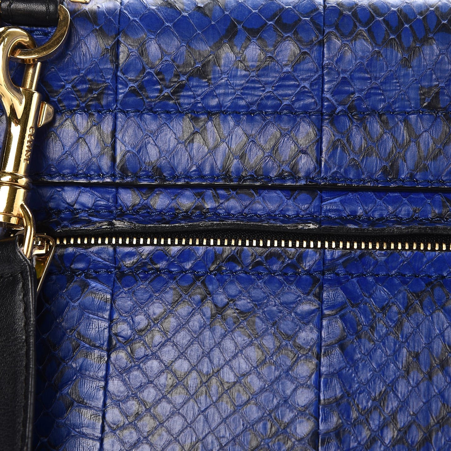 Python Calfskin Medium Trapeze Blue Black