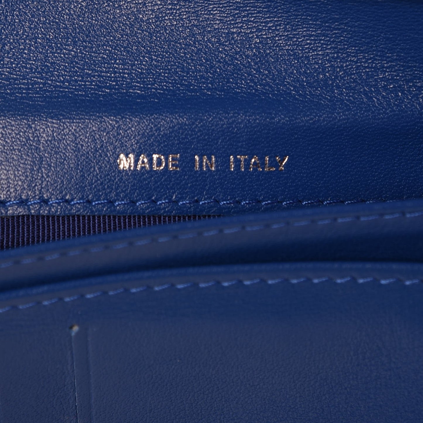 Patent Quilted Zip Pocket Wallet Blue