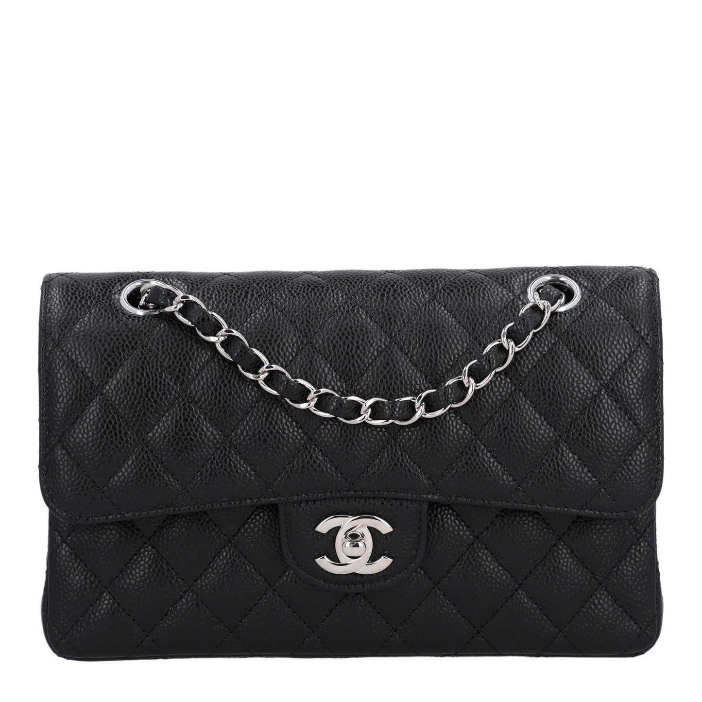 Caviar Quilted Small Double Flap Black