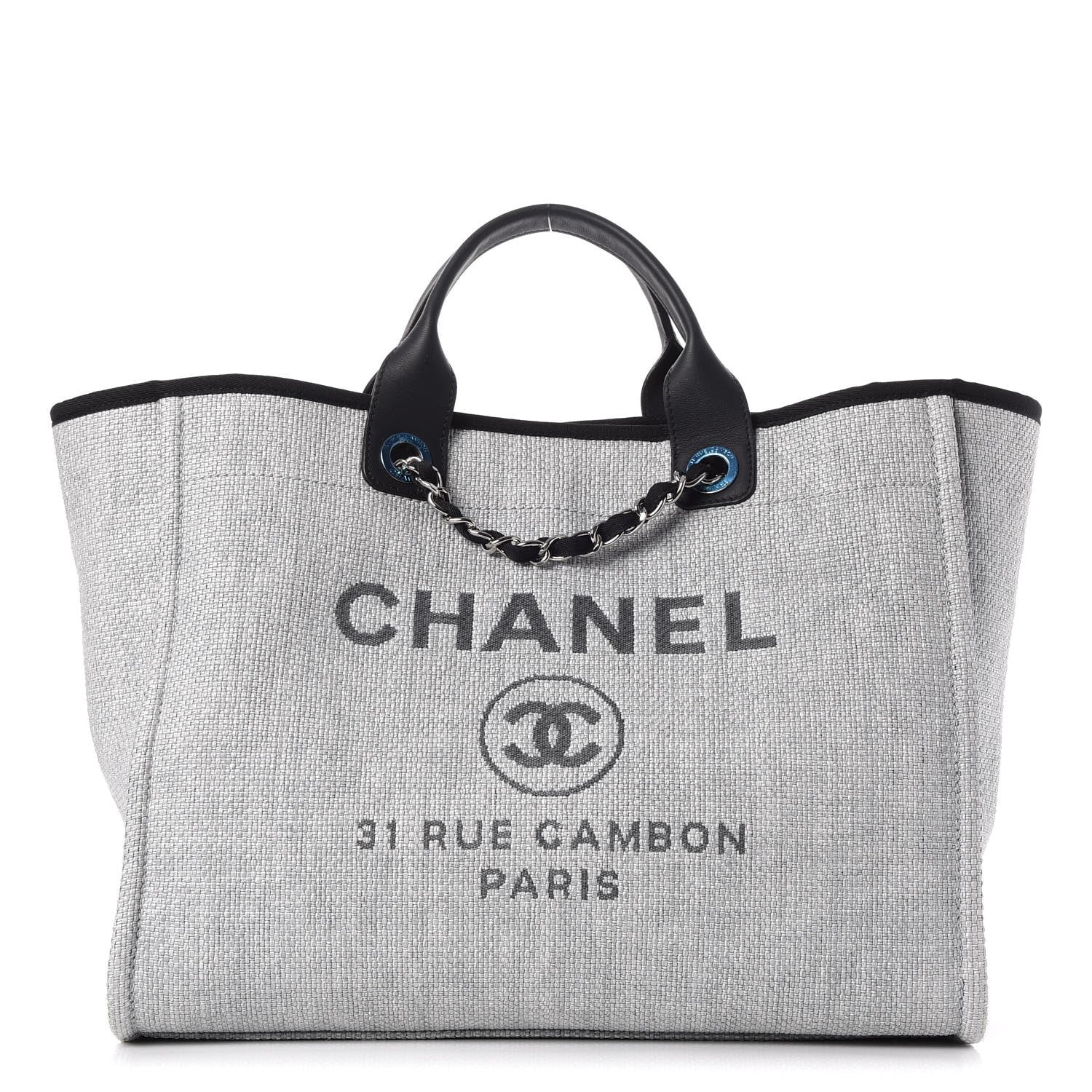 Chanel Woven Straw Raffia Large Deauville Tote Grey 1 of 11