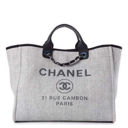 Chanel Woven Straw Raffia Large Deauville Tote Grey 1 of 11