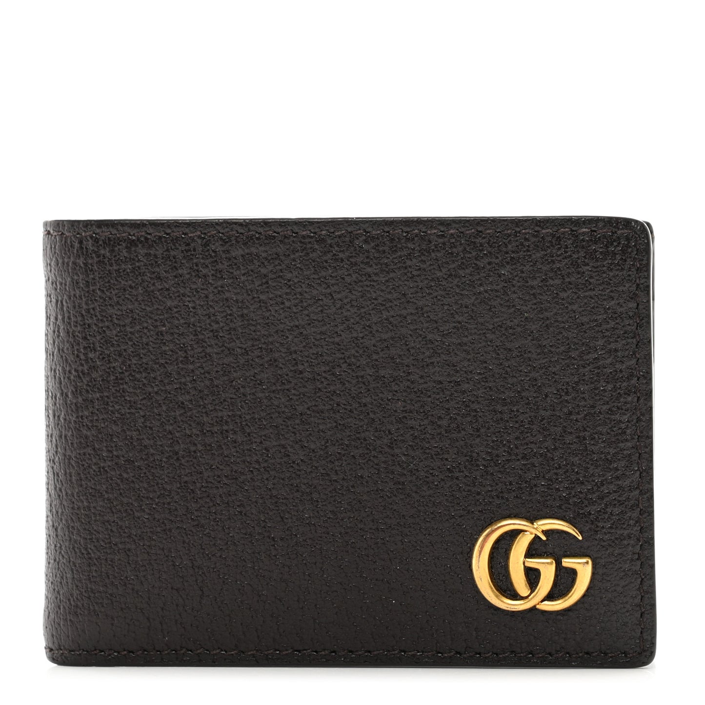 Calfskin Boar Effect GG Marmont Bi-Fold Wallet Brown