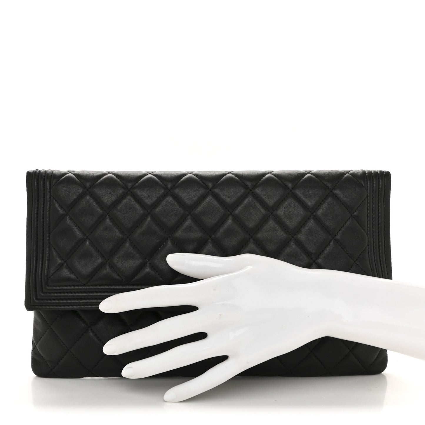 Lambskin Quilted Beauty CC Boy Clutch Black
