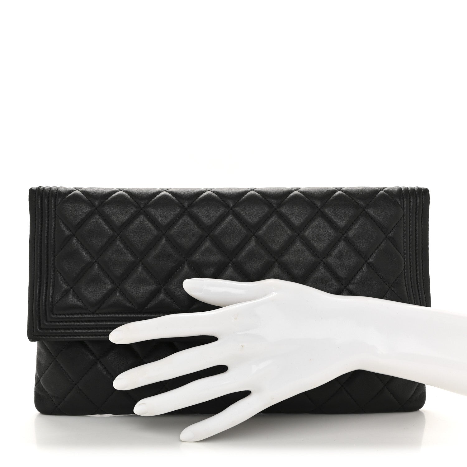 Chanel Lambskin Quilted Beauty CC Boy Clutch Black 2 of 12
