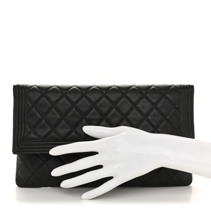Chanel Lambskin Quilted Beauty CC Boy Clutch Black 2 of 12