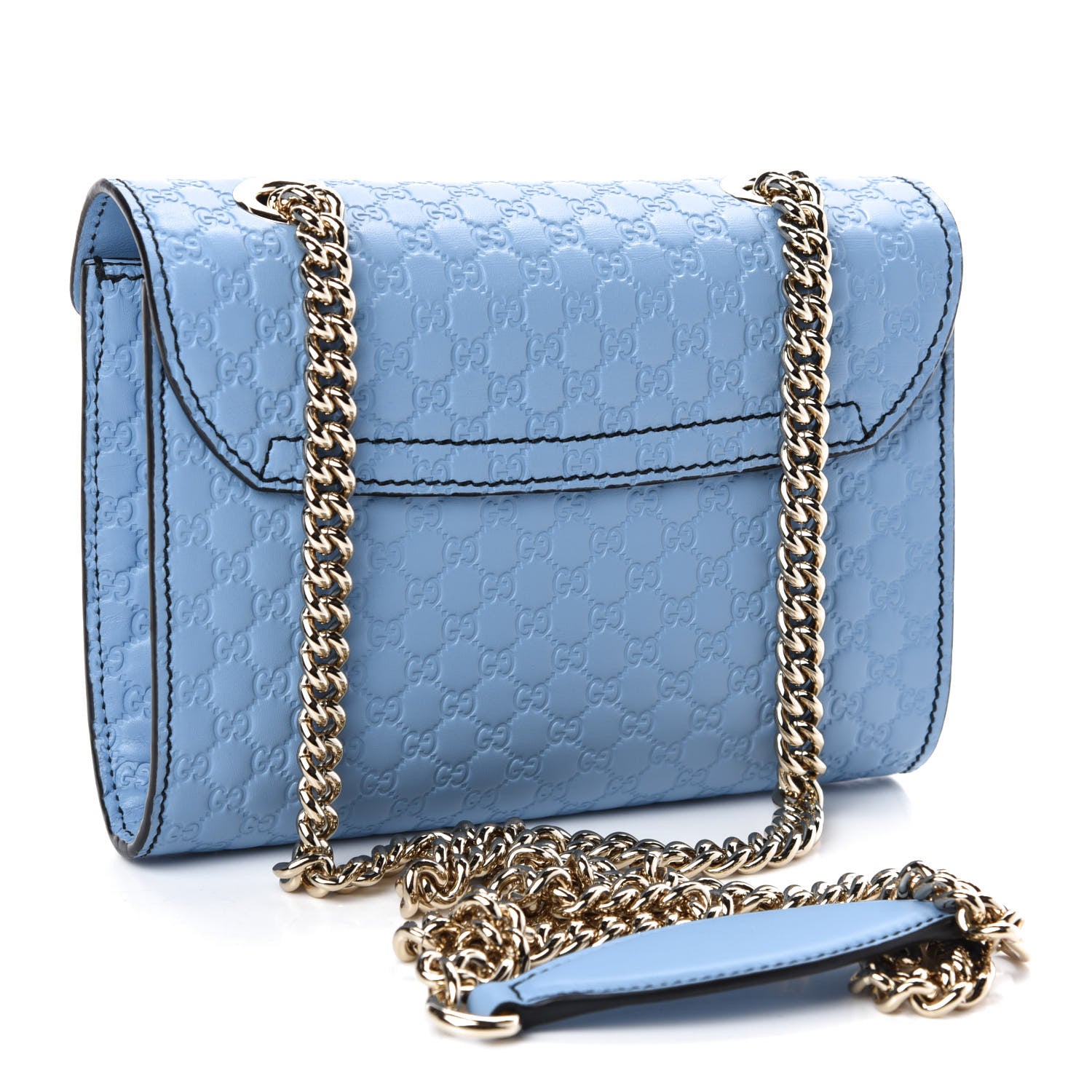 Gucci Soft Microguccissima Mini Emily Chain Shoulder Bag Mineral Blue 3 of 11