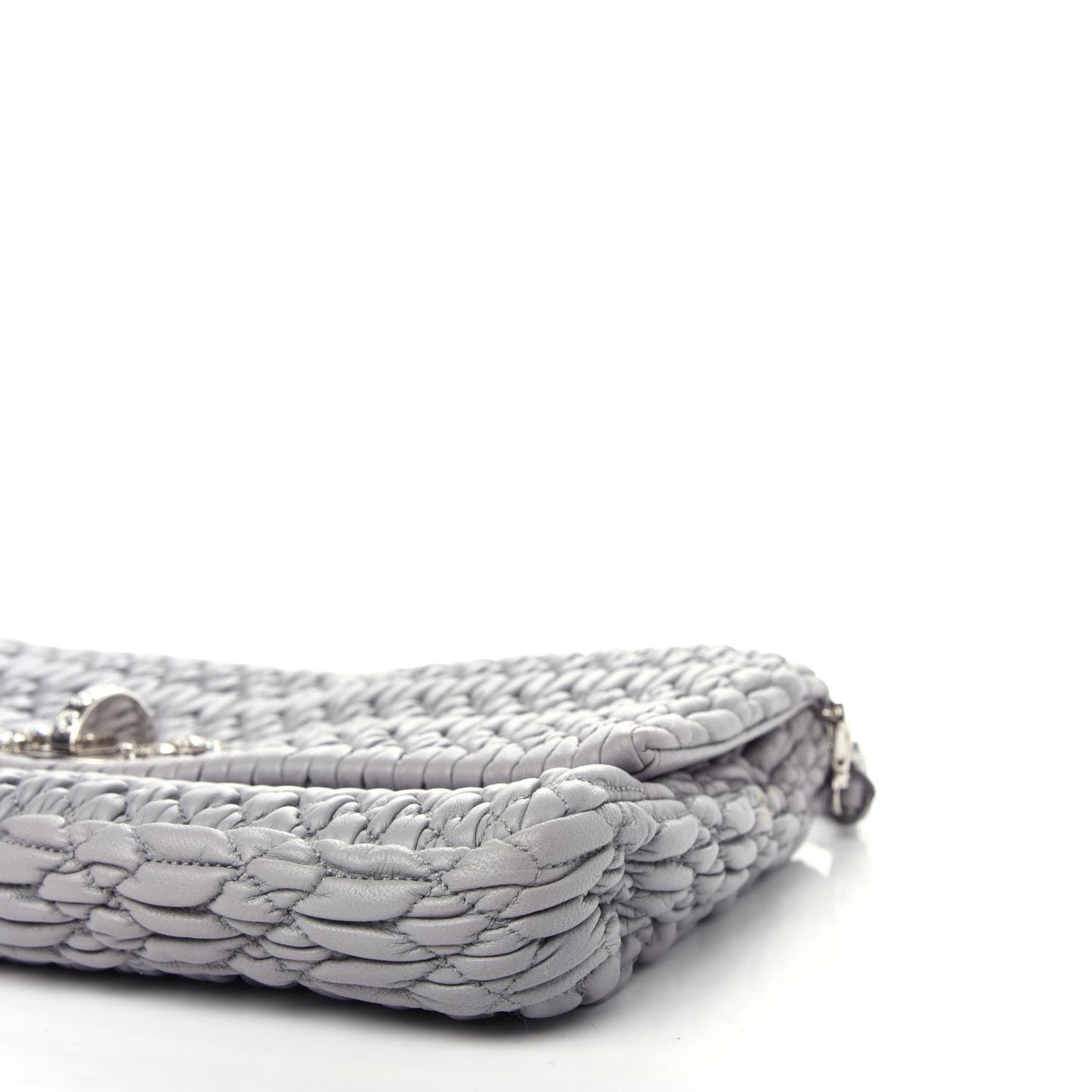 Nappa Matelasse Crystal Flap Clutch Pomice