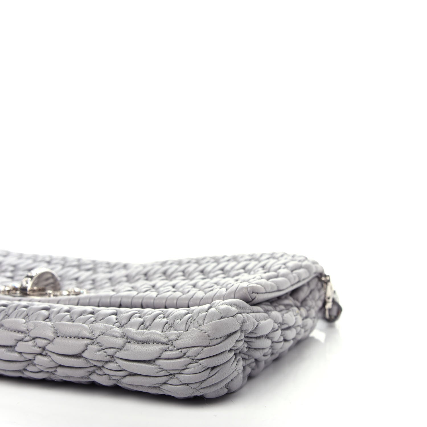 Miu Miu Nappa Matelasse Crystal Flap Clutch Pomice 8 of 10
