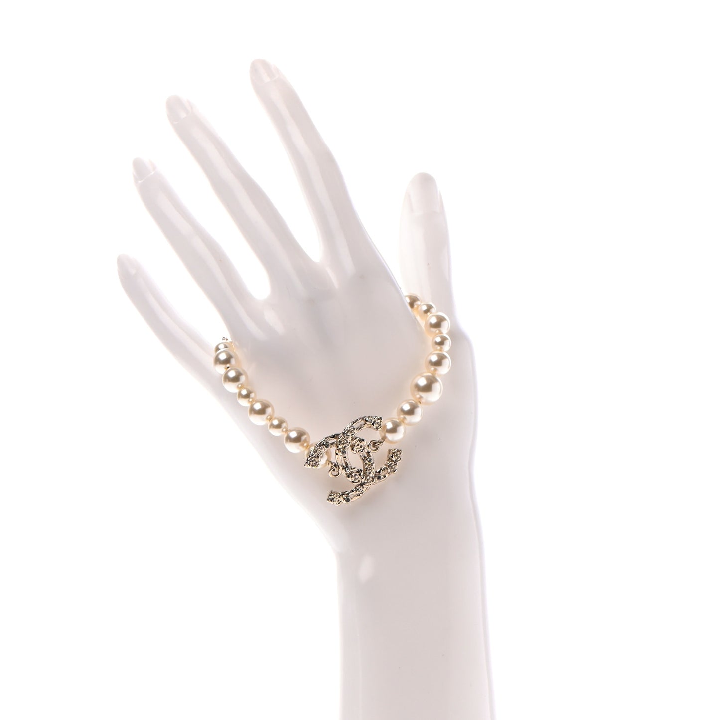 Pearl Crystal CC Bracelet Gold