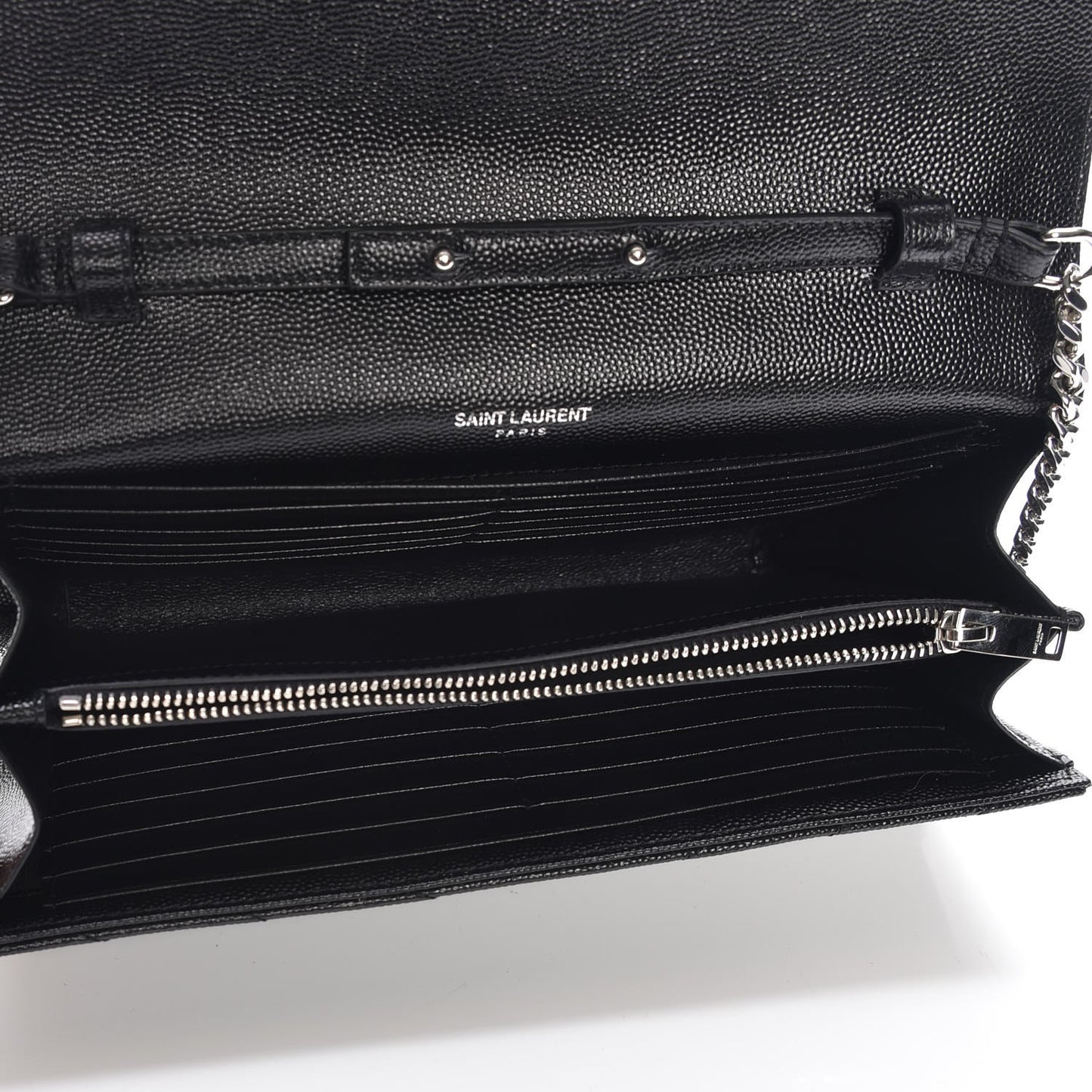 Grain De Poudre Matelasse Chevron Monogram Chain Wallet Black