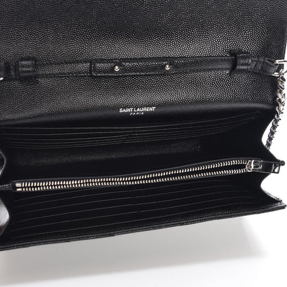 Saint Laurent Grain De Poudre Matelasse Chevron Monogram Chain Wallet Black 5 of 6