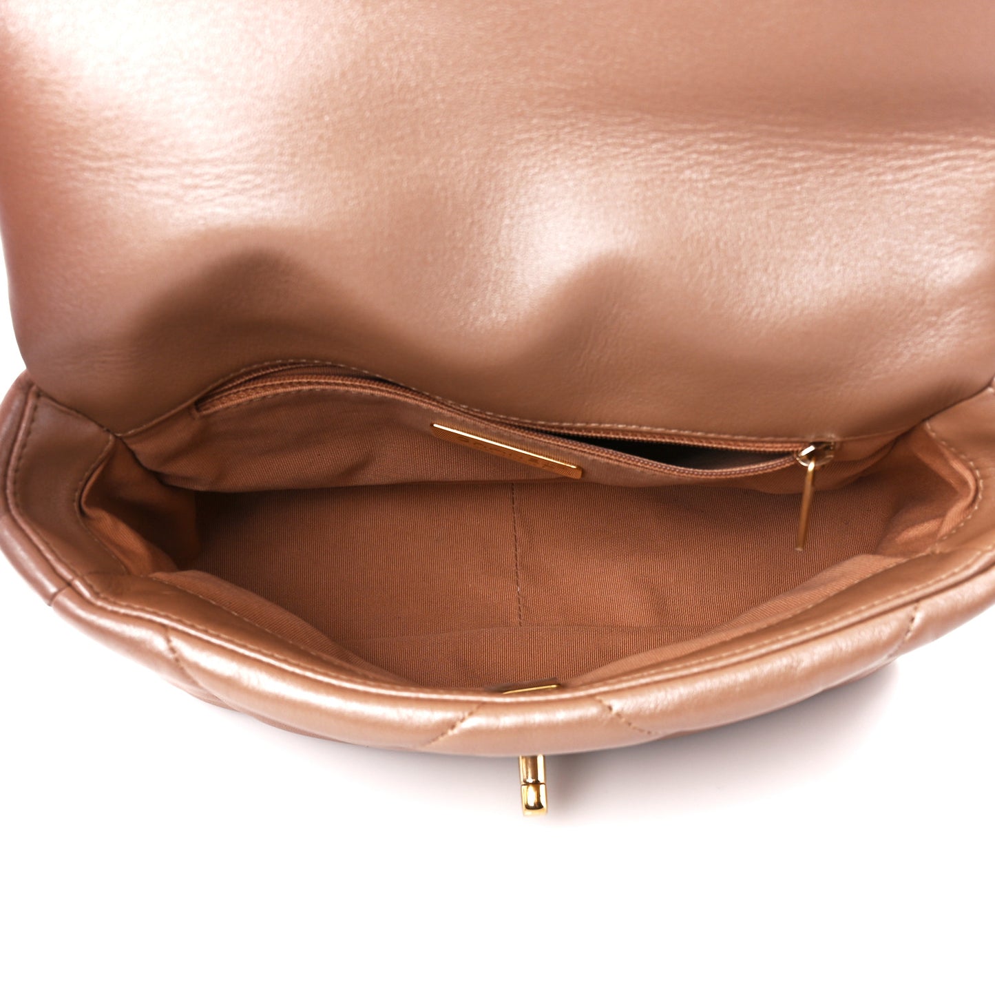 Shiny Lambskin Quilted Medium Chanel 19 Flap Beige