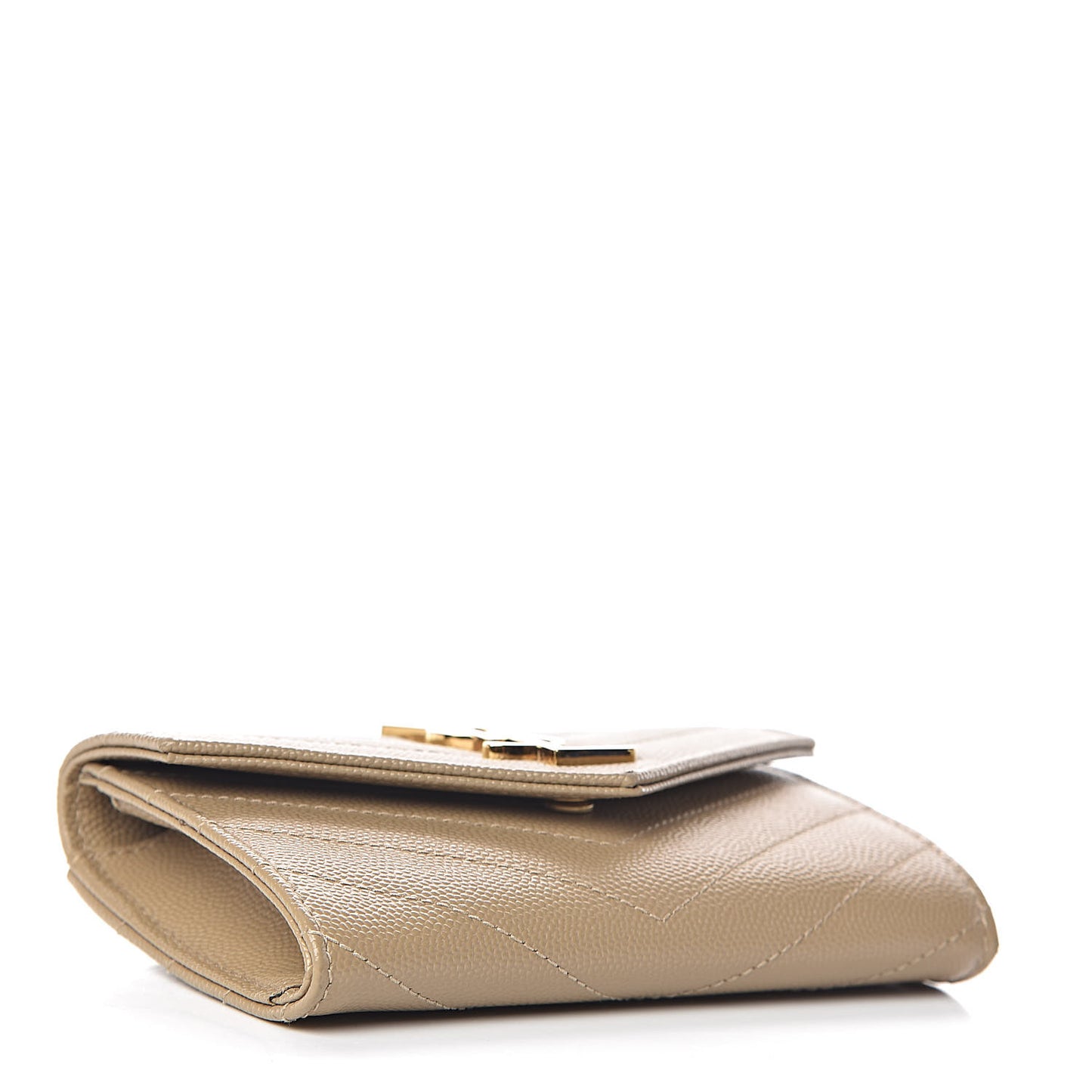 Grain De Poudre Matelasse Chevron Small Monogram Envelope Wallet Dark Latte