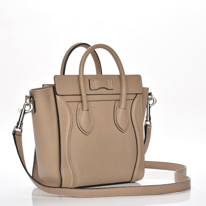Celine Drummed Calfskin Nano Luggage Dune 3 of 8
