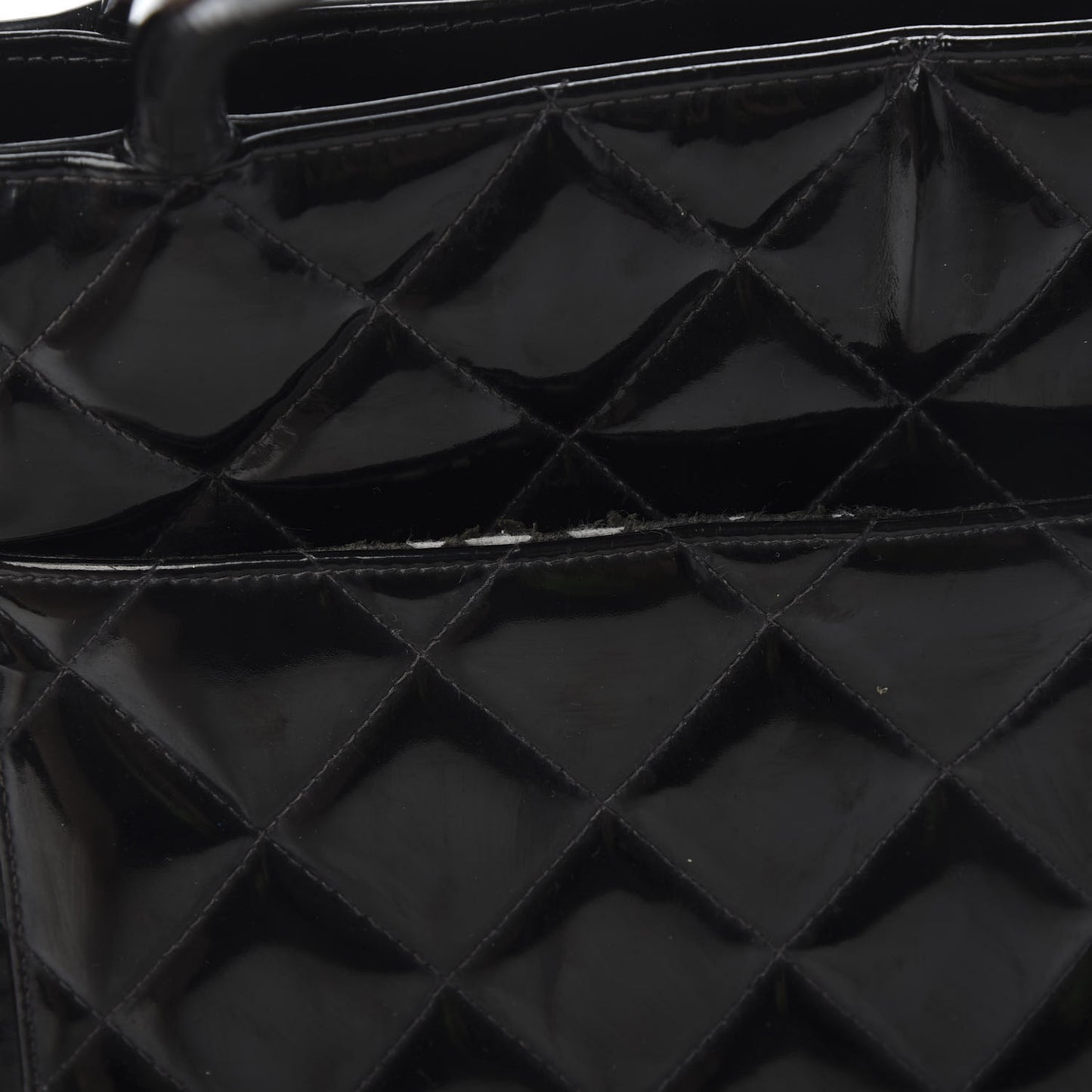 Patent Quilted Medallion Tote Black